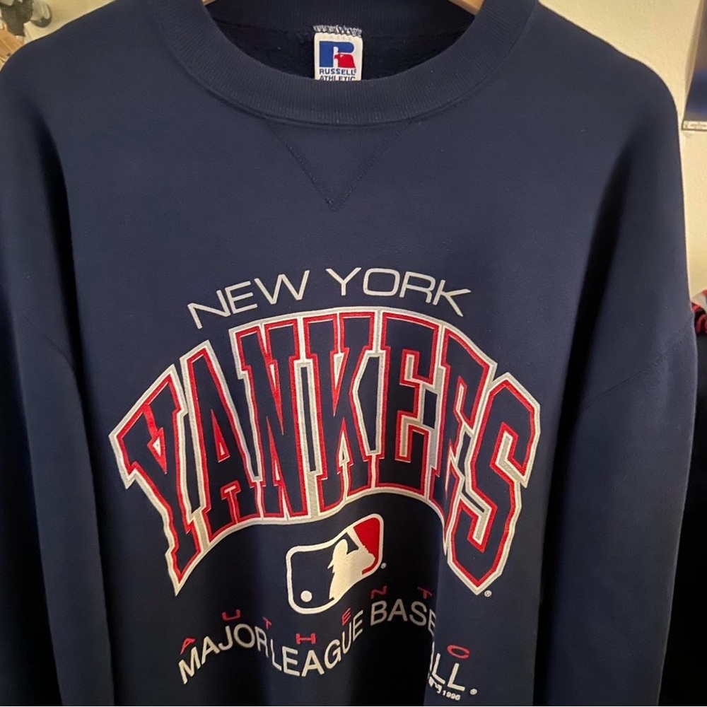 Russell Athletic Navy Crewneck with Red & White Yankees Graphic